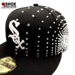 Custom 59Fifty Sox Rhinestone Circles Black