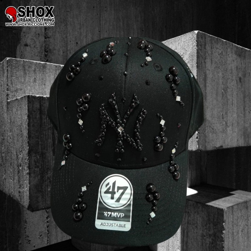 Custom 9Forty NY Tonal Black Pearls and Mirrors