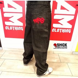 Sbam Tag Baggy Jeans Black/Red